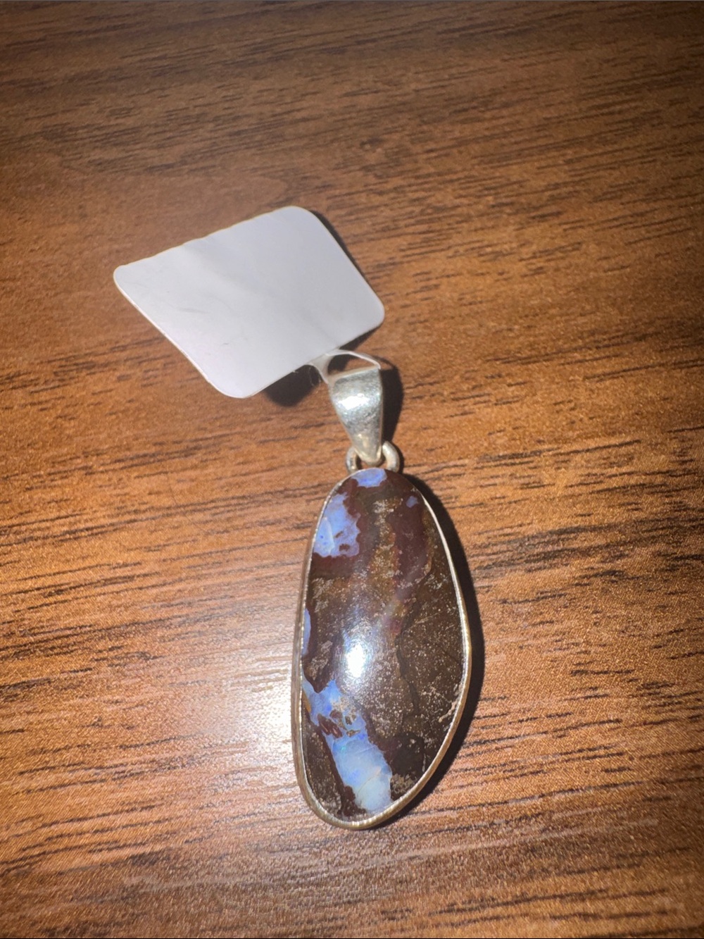 Oval Boulder Opal sterling silver 925 Stone Pendant